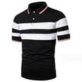 thumbnail image 2 of WTXUE Polos Short Sleeve, Scrunch Neck Polo Golf Shirts for Men Striped Clothing Splicing Lapel Top Cotton Striped, Workwear for Men, 2 of 4