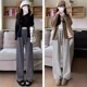 thumbnail image 2 of Pantalones holgados de rayas de cintura alta para mujer, pantalones casuales holgados de estilo otoñal para caminar, pantalones de toalla adelgazantes, pantalones cortos de pierna ancha para mujer, 2 of 4