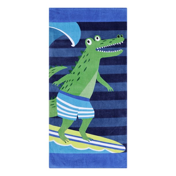 Toalla de playa de algodón con patrón de dibujos animados REGALWOVEN, toallas ligeras de secado rápido para la piscina azul 32' x 64'