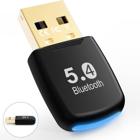 5.4 Bluetooth Dongle - 20M Range USB Adapter for PC, Plug and Play, Supports Laptop Headphones, Keyboard, Mouse - Windows 11/10/8.1