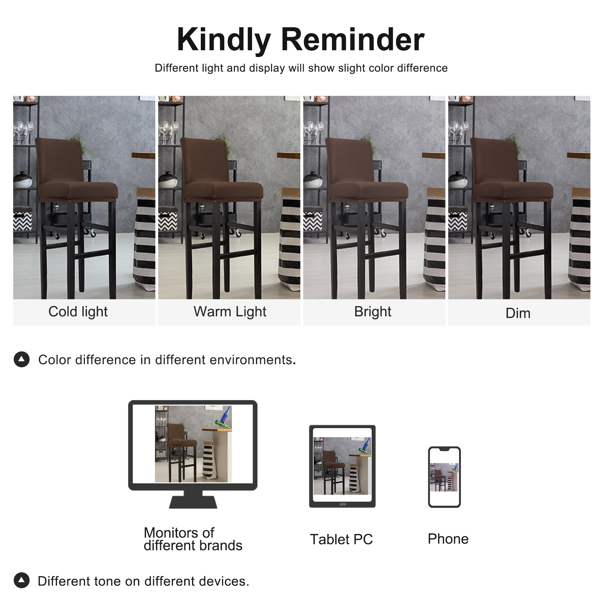 Unique Bargains Bar Stool Covers Counter Height Side Chair Slipcover Dark Brown 4 Pcs
