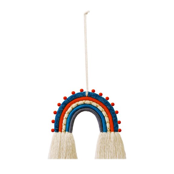 Handwoven Macrame Rainbow Wall Art for Nursery Kids Room Boho Home Décor Tapestry