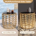 thumbnail image 3 of EVERITE Outdoor Wave Wicker End Tables Set of 2,Modern Boho Style with Built-in Solar Lights,Natural Brown, 3 of 8