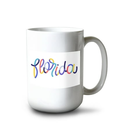 

15 fl oz Ceramic Mug Florida Colorful Typography Dishwasher & Microwave Safe