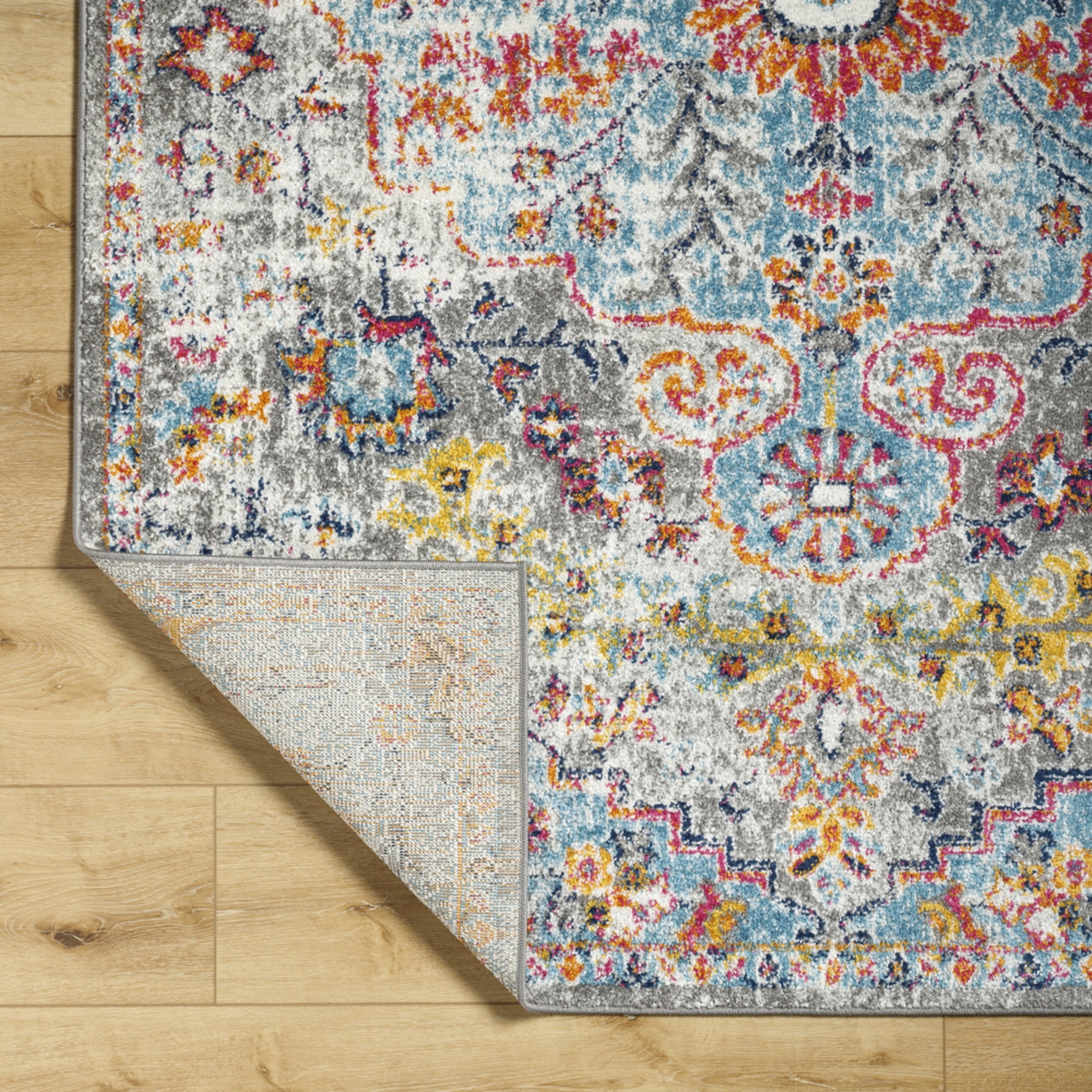 Livabliss Harput Vintage Medallion Area Rug,5'3" x 7'3",Aqua
