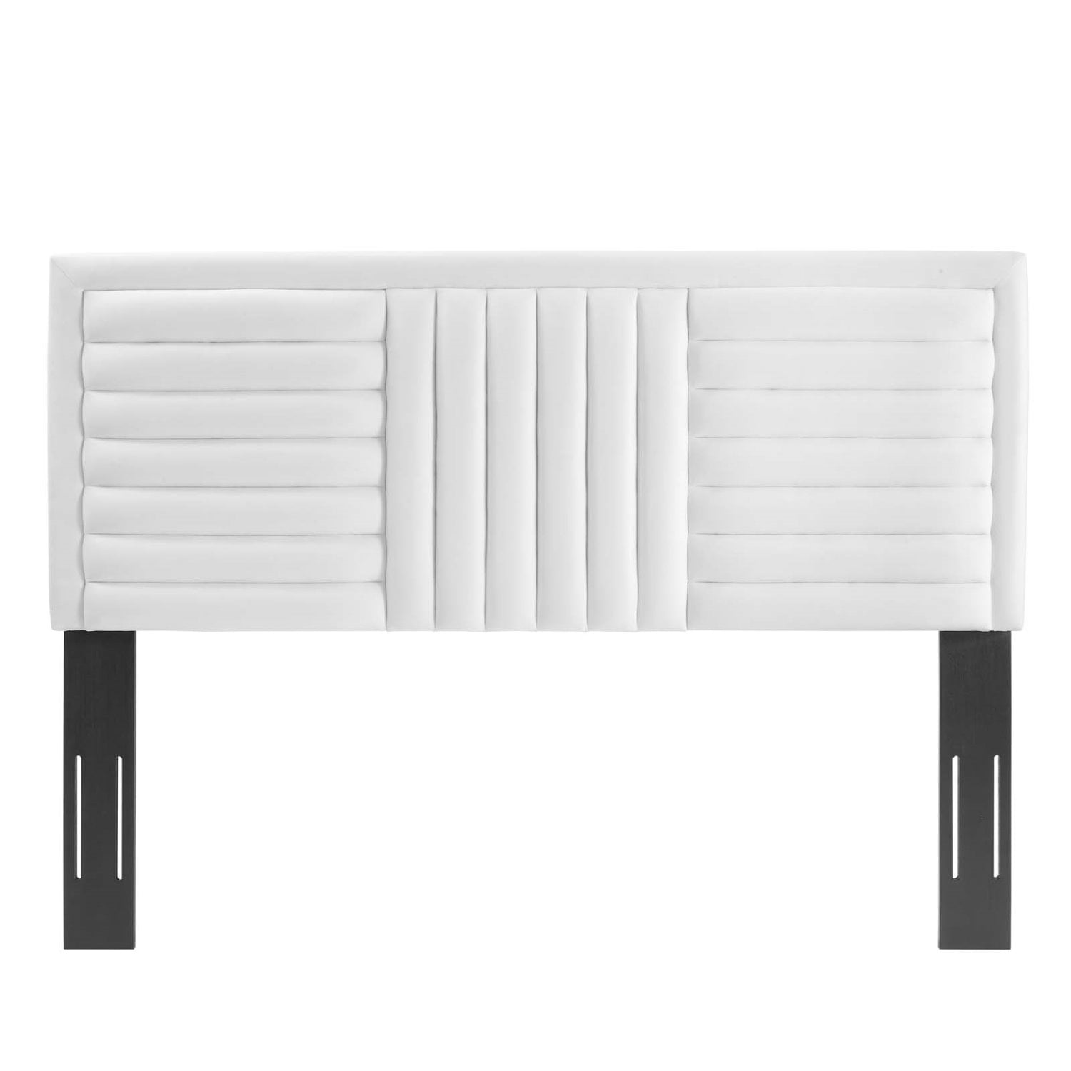 Tufted Headboard, Full Queen Size, White, Velvet, Mid Century Bedroom, Modern Contemporary Boutique HB35250