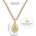 thumbnail image 6 of Duodiner Gold 24in Virgin Mary Necklace for Men Miraculous Medal Stainless Steel Mary Mother of God Pendant De La Virgen Maria Medallion Holy Mary Charm, 6 of 7