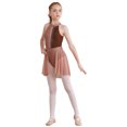 thumbnail image 5 of IEFIEL Kids Girls Lyrical Latin Jazz Dance Dress Sleeveless Rhinestones Backless Leotard Dress Dancewear Coffee 8, 5 of 6