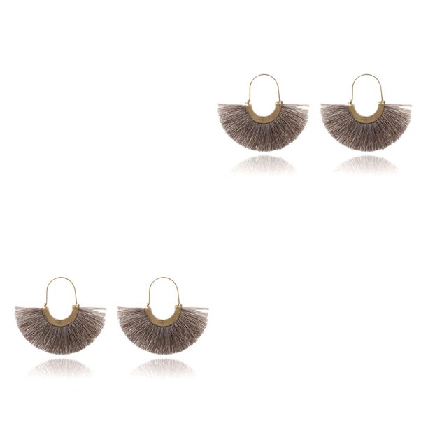 Jumpingount Pendientes creativos con borlas en forma de abanico para mujer, estilo nacional Ins, elegancia Vintage, moda, chica con estilo, joyería colgante Caqui 2piezas Jumpingount CBP207392