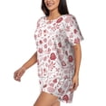 thumbnail image 3 of Womens Pajama Sets With Pocket, flower leaves E Lounge Sets Short Sleeve Sleepwear PJ Sets for Women, 3 of 6