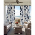 thumbnail image 4 of Navy Blue Botanical Blackout Curtains 45 Inches Long for Bedroom, Pastoral Spring Leaves Watercolor Thermal Insulated Room Darkening Black Out Window Curtain Panels Grommet Drapes for Living Room, 4 of 8