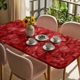 thumbnail image 3 of Red Geometric Table Cloths for 6 Foot Rectangle Tables, Vintage Minimalism Abstract Aesthetic Patio Waterproof Elastic Fitted Tablecloths, Washable Rectangular Table Cover for Camping, 3 of 8