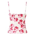thumbnail image 5 of WEIWEN Womens Tank Tops Slim Fit Summer Floral Printed Adjustable Spaghetti Strap Tank Top for Women Dressy Casual Scoop Neck Sleeveless Cropped Tops Pink, XL, 5 of 8