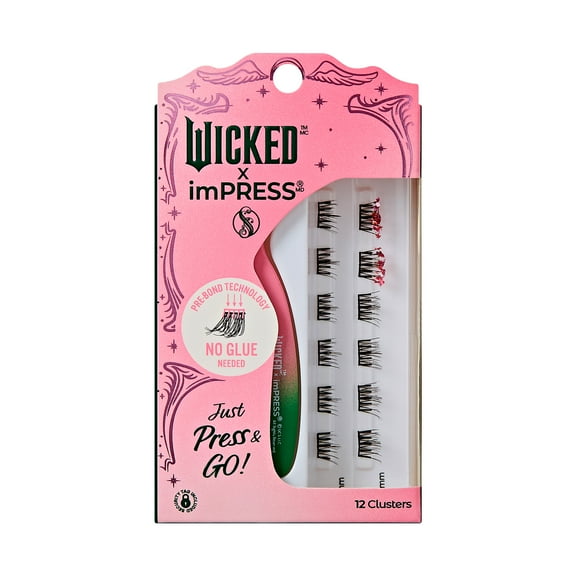 WICKED X imPRESS Self Adhesive Eyelashes, Welcome to OZ, 8mm-10mm, 12 Lash Clusters