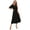 Black, variant on Women's Round Neck Cutout Half Sleeve Dress 100% Rayon Solid Midi A Line Chic Elegant Daywear and Eveningwear Flattering Fit