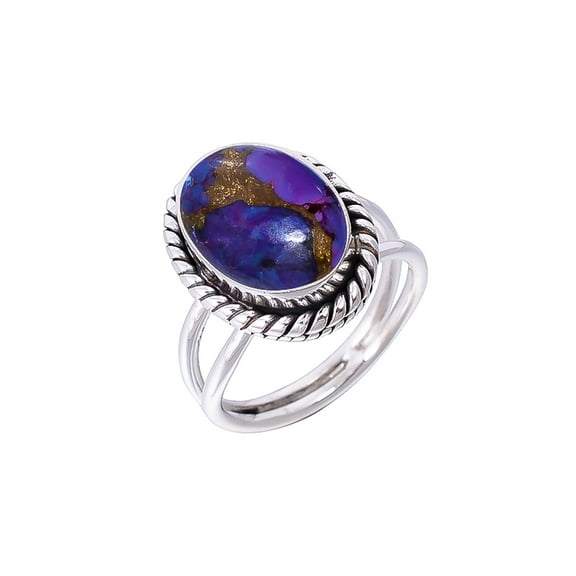 Copper Purple Turquoise 925 Sterling Silver Ring V2633, Copper Purple Turquoise Ring, Gemstone Ring, Handmade Ring, Purple Ring, Oval Ring, Gift For H