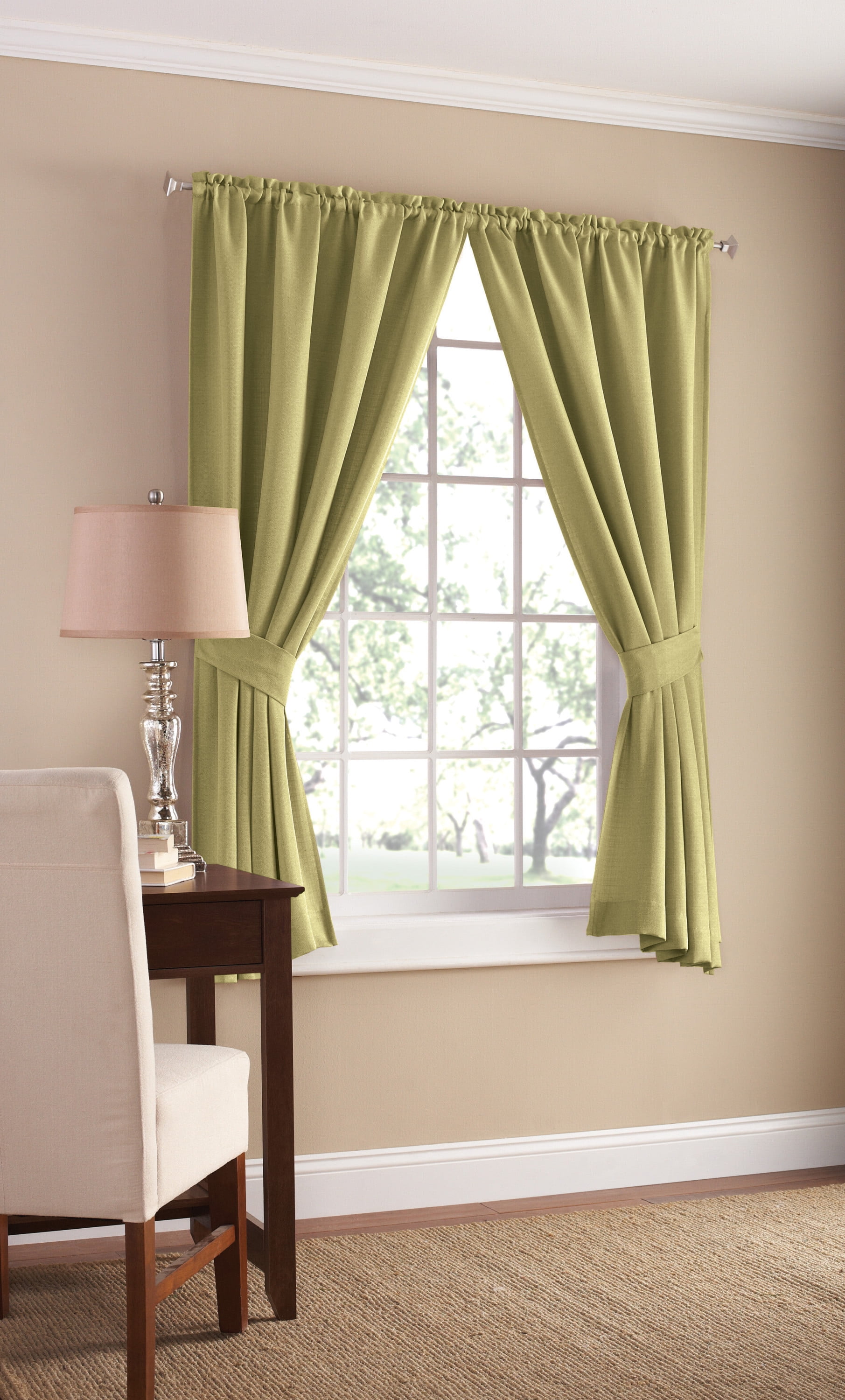 Mainstays Textured Curtain, Green 63 inch, Set of (2) Walmart