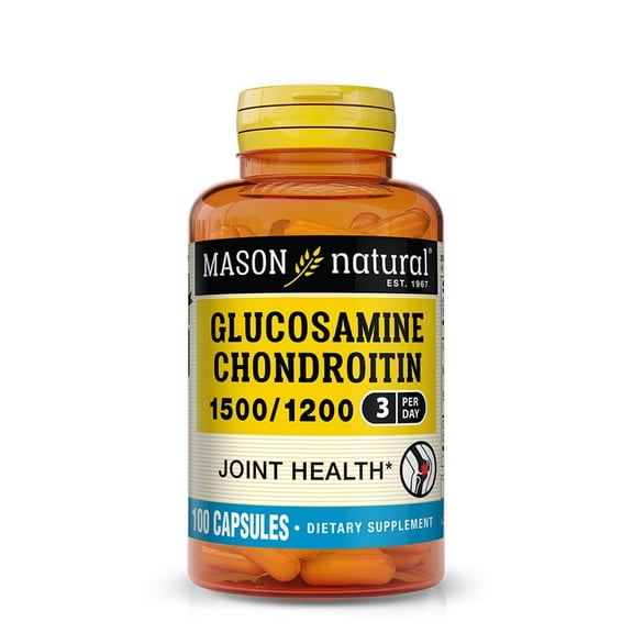 Mason Natural Glucosamine Chondroitin Capsules, 1500 mg/1200 mg, Supports Joint Function, 100 Count