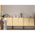 thumbnail image 3 of NEWADARA Set of 2 Wooden Buffet Cabinet with Storage,rattan cabinet, Sideboard Cabinet with Real Rattan Cabinet with Doors, Credenza Cabinet with Steel Legs, Entryway, Living Room,Yellow Oak, 3 of 6