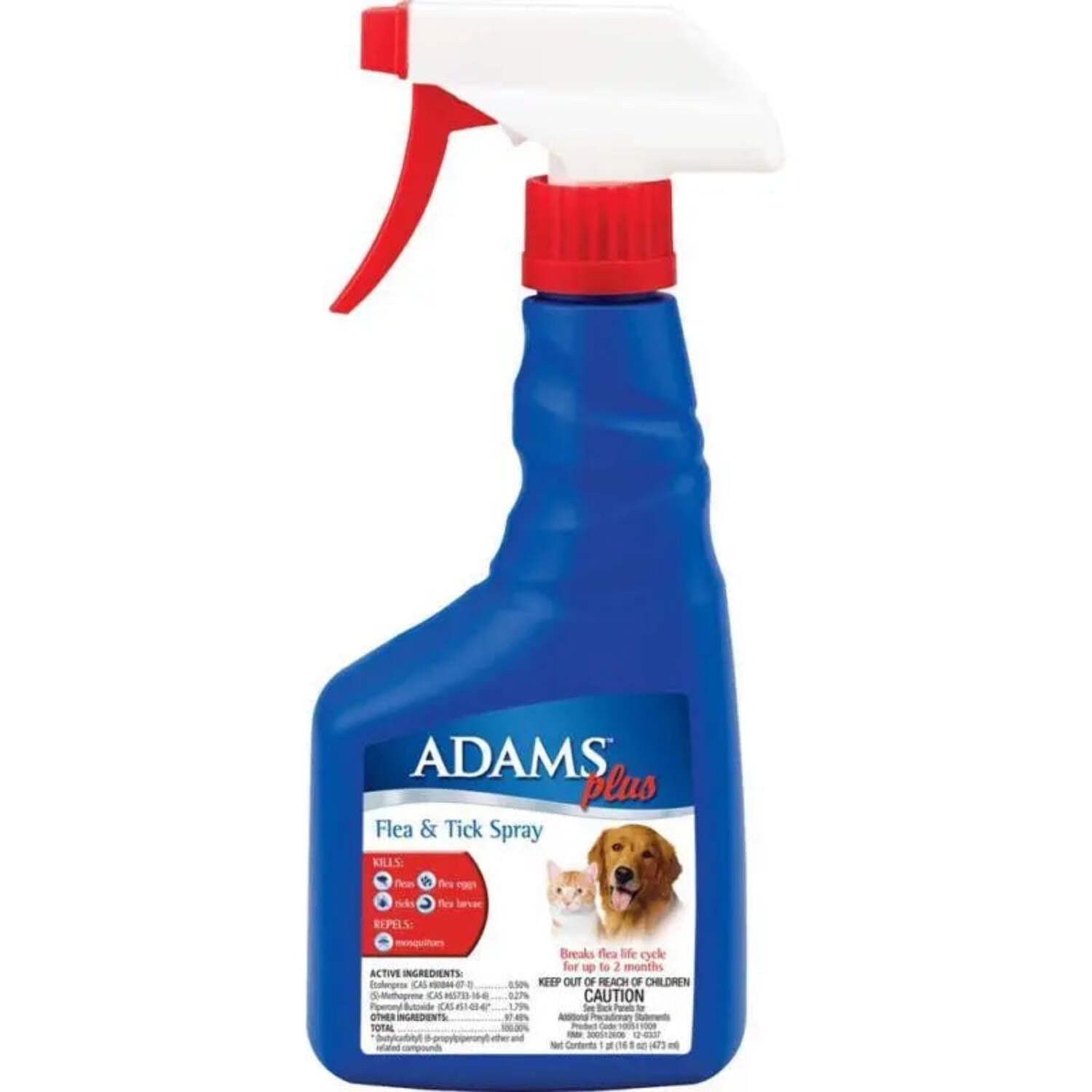 Adams Plus Pet Fleas Ticks Spray for Cats and Dogs 16 oz.