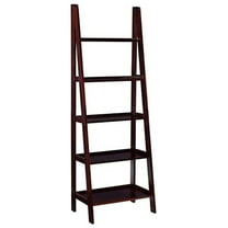 Gexandy Archdale Wood Open Back 72" Ladder Bookshelf with 5 Shelves in Espresso