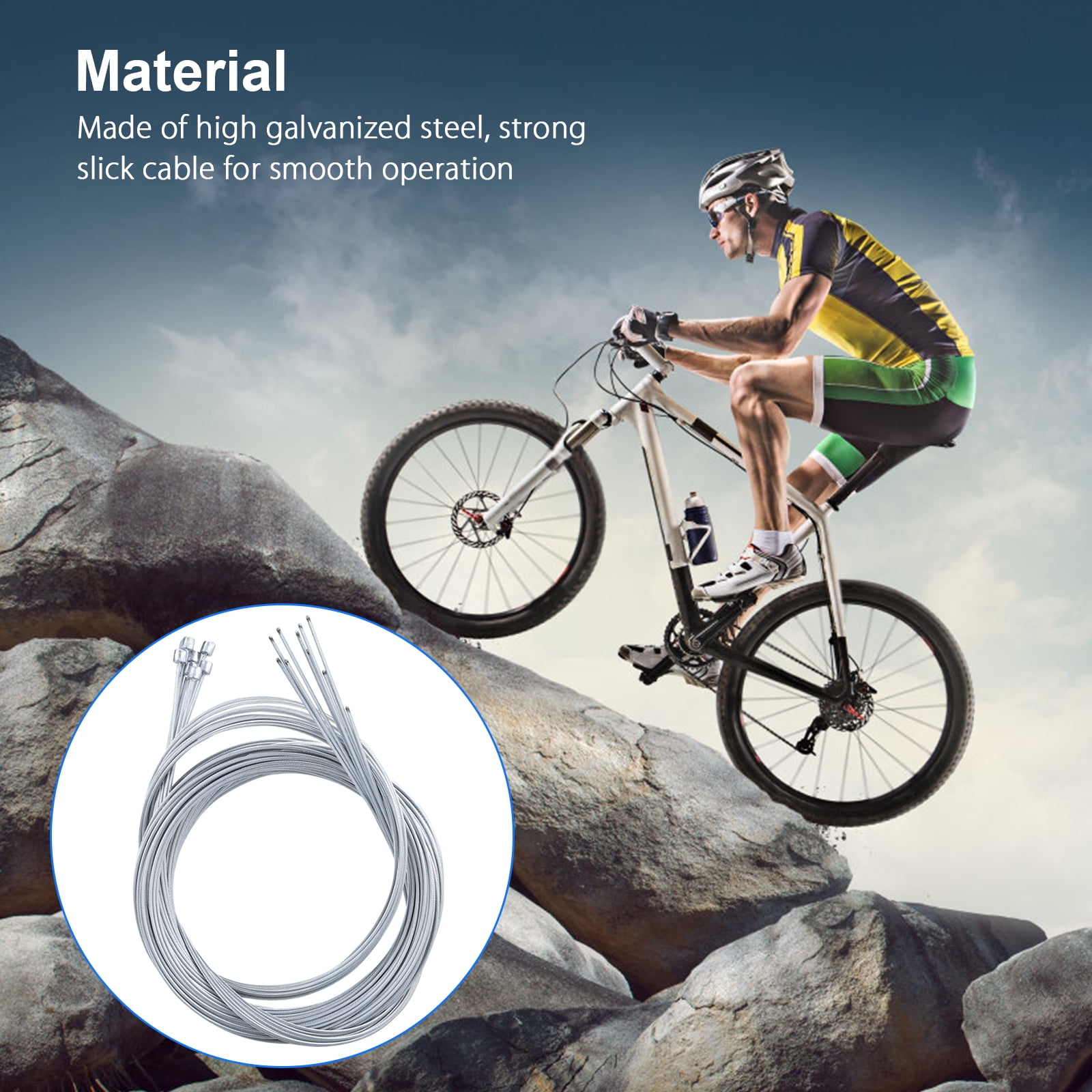 10PCS Bicycle Brake Shift Cable Set Universal Mountain Bike Brake Cable Shifter Derailleur Cable Kit MTB SUS Bicycle Shift Cable Set 6.6ft Bike Replaceable Brake Cable For Most MTB or Road