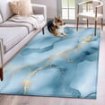 thumbnail image 3 of Rectangle Area Rug 3x5ft,Abstract Gradient Marble Texture Washable Carpet Non-Slip Runner Accent Rugs Indoor Floor Mat for Bedroom Living Room Decor,Blue Stone with Gold Stripe, 3 of 9