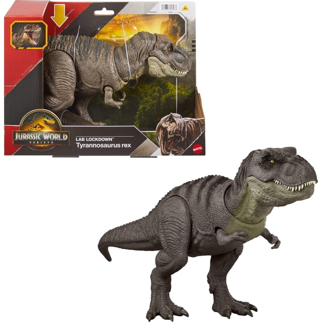 Jurassic World Rebirth Figura de Acción Tiranosaurio Rex, Juguete de Dinosaurio, Ataque de Mordida T-Rex