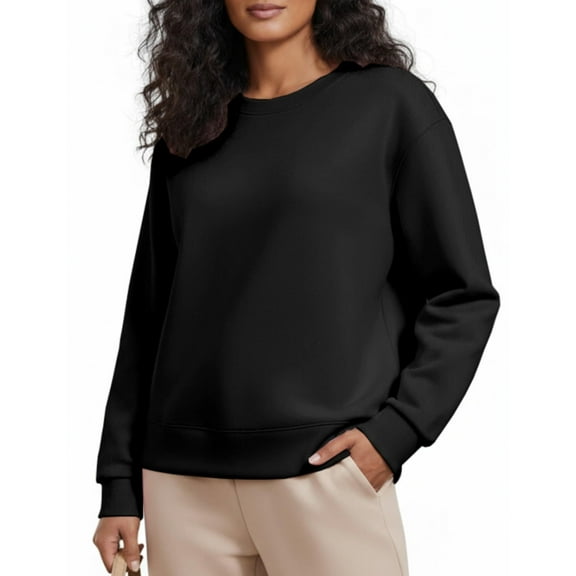 PINSPARK Soft Long Sleeve Crewneck Sweatshirt for Women Lightweight Pullover Yoga Casual Side Slit Sweatshirts Fall Fashion 2025