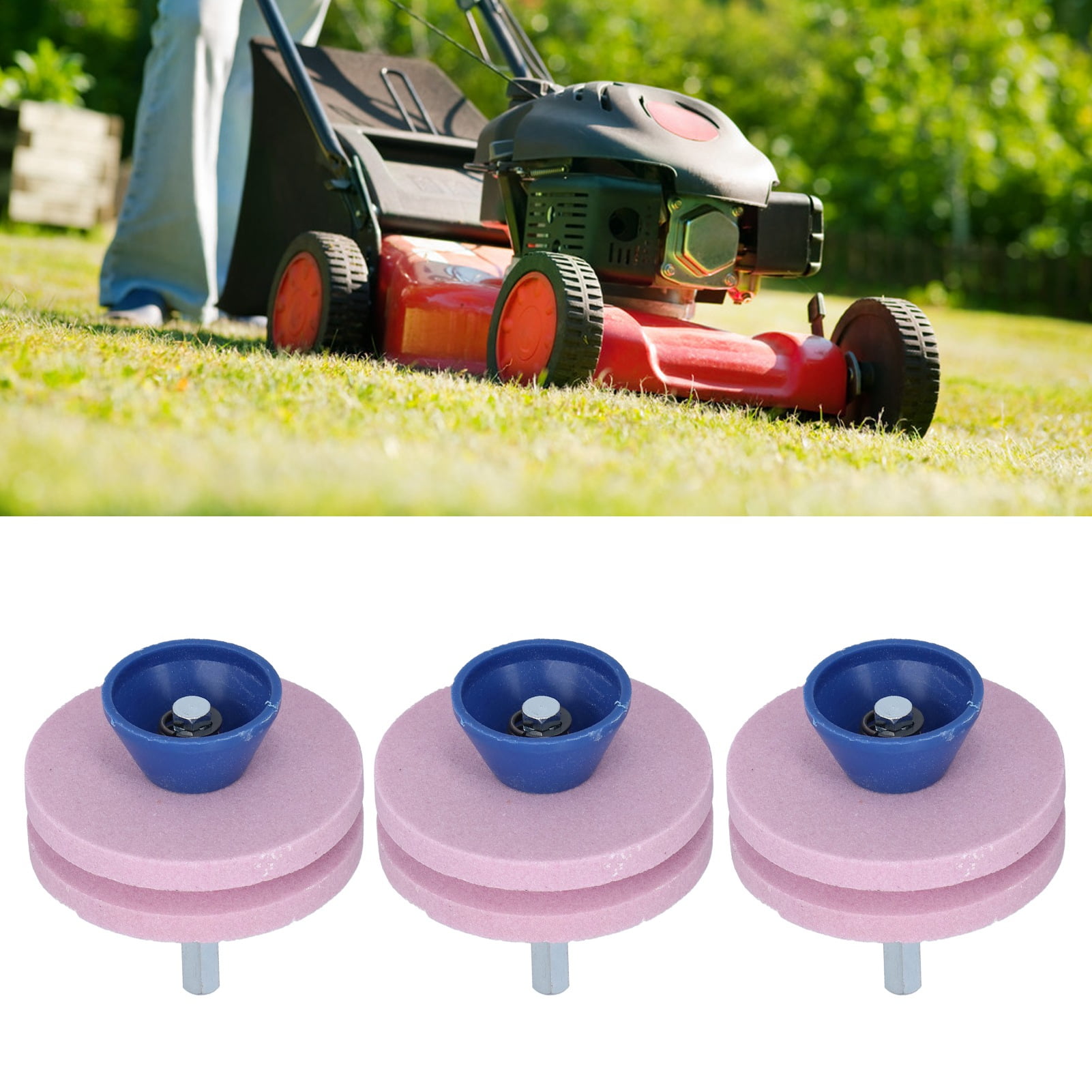 3PCs Lawn Mower Grinding Wheel Abrasive Disc Blade Sharpener Grinding Wheel Sharpening Abrasive Disc Knife Replacement For Lawn Mower Tractors Drill