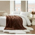 thumbnail image 3 of Brooklyn Loom Bubble Faux Fur 100% Microfiber Polyester  King Blanket in Brown, All Season, Adult Size, OEKO-TEX Certified, 3 of 12
