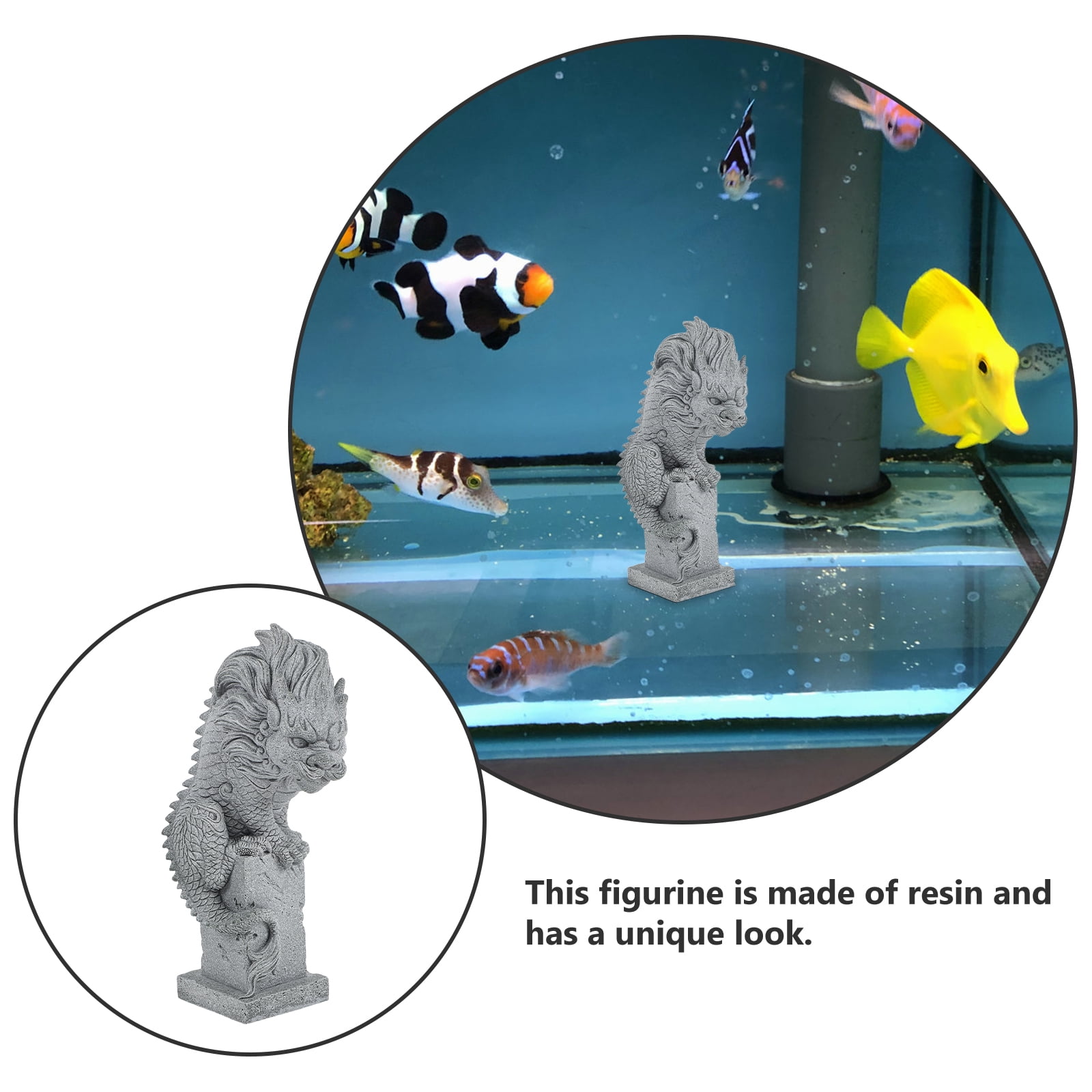unbranded  Dragon Fish Tank Decorations Figurines Garden Sculpture Grey