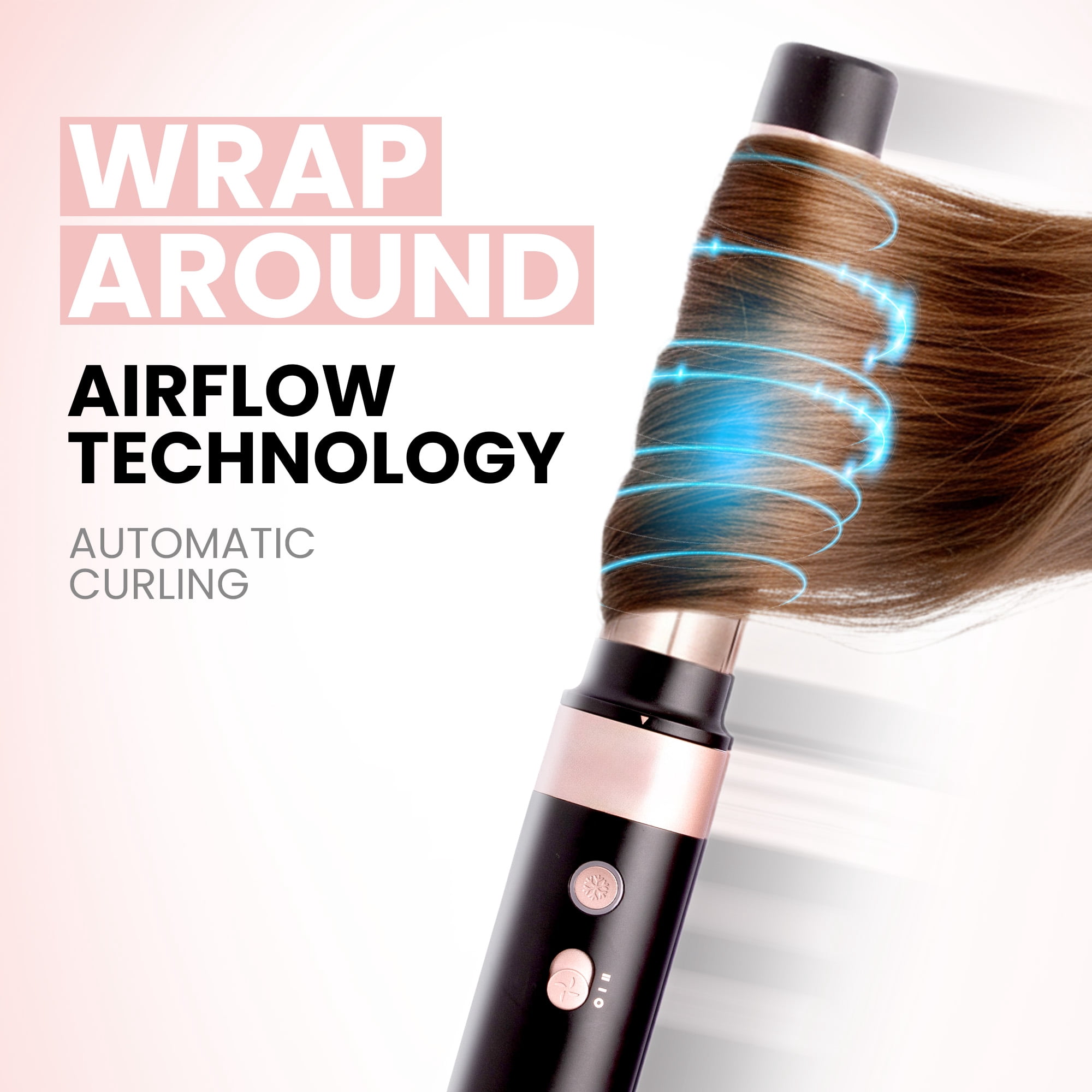 ELLA BELLA® 6 in 1 Professional Hot Air Styler • Powerful Hair Dryer & Straightener Set • Fast Drying Curling Volumizing Straightening Styling • Includes Protective Travel Case (Black & Rose Gold)