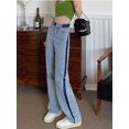 thumbnail image 3 of Pantalones vaqueros retro para mujer, de cintura alta, con rayas laterales, combinables, con estilo, color degradado, estilo japonés, para uso diario., 3 of 6