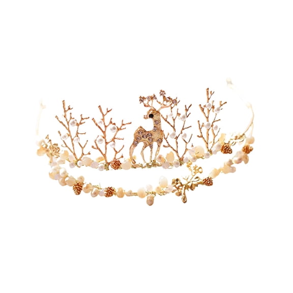 NICEXMAS Golden Bride Hair Hoop with Rhinestone Details for Party and Wedding