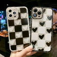 thumbnail image 2 of Designed for iPhone Case,Cute Grid Love Heart Pattern Silicone Camera Lens Protection Shockproof Cover Phone Case (iPhone 13 Pro,White), 2 of 5