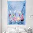 thumbnail image 1 of Birthday Decorations Tapestry, Delicious Creamy Cupcakes with Letter Candles Sweet Celebration Theme, Wall Hanging for Bedroom Living Room Dorm Decor, 60W X 80L Inches, Multicolor, by Ambesonne, 1 of 2