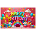 thumbnail image 3 of Colorful Happy Birthday Banner with Rainbow Sun Clouds Balloons and Gifts Backdrop Party Supplies Birthday Decoration Photography Props Birthday Party Decorations, 3 of 7