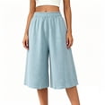 thumbnail image 6 of Noric Women's Plus Size Capri Pants Casual Wide Leg Casual Flowy Culottes Summer Lounge Beach Pants with Pockets, 6 of 7