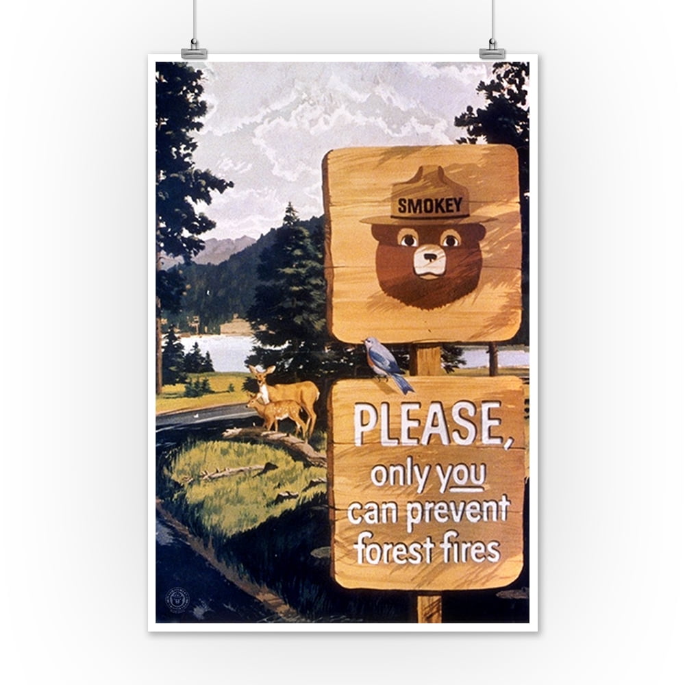 Smokey The Bear Reproduction Animal Sign 12x18