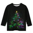 thumbnail image 3 of Boys Girls Tween Christmas T-shirt Christmas Tree Print 3/4 Sleeve Crewneck Shirt Casual Base Top for Holiday Celebrations, 3 of 5