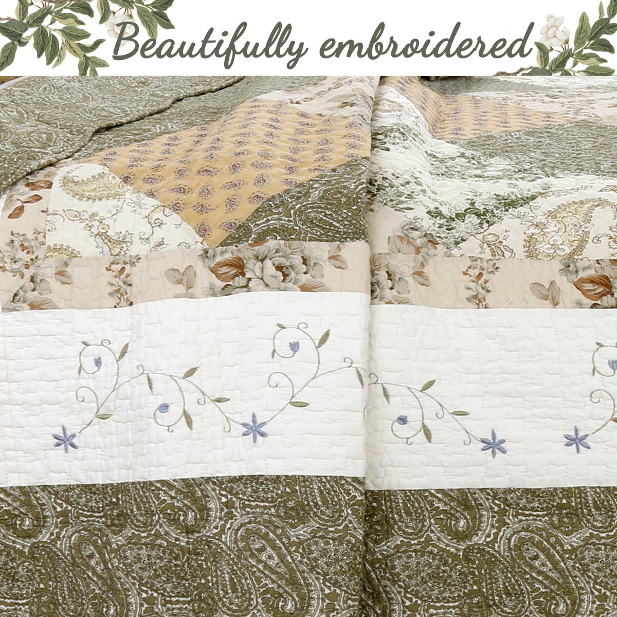 The Gray Barn  Crosskeys Patchwork 3-piece Quilt Bedding Set Twin 2 Piece Farmhouse, Cottage
