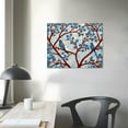 thumbnail image 4 of JRXY  Blue Trees Red Birds Canvas Wall Art Romantic Love Abstract Forest Landscape Picture Print on Canvas for Bedroom Home Decor Stretched and Framed Ready to Hang 20x16in, 4 of 5