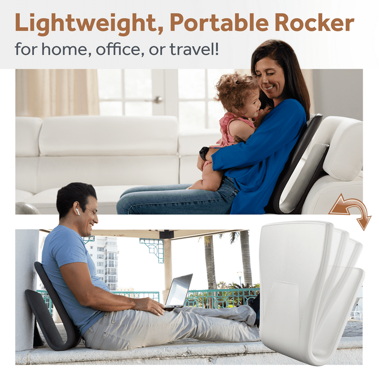 Ready Rocker Portable Rocking Chair, Modern Faux Leather, Cloud