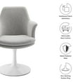 thumbnail image 3 of Modway Lippa Upholstered Swivel Dining Armchair in White Light Gray, 3 of 10