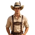 thumbnail image 4 of SRZYMJ Western Cowboy Cap for Men Women, Classic Wide Brim Fedora Cowgirl Hat, 4 of 4