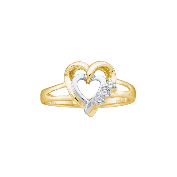 Diamond Princess Two-tone Sterling Silver Womens Round Diamond Double Heart Ring .03 Cttw