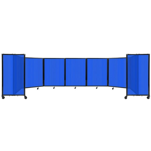 Versare Polycarbonate Room Divider 360 Portable Wall Partition | Freestanding Office Dividers | Locking Wheels | Privacy Screen Panels - 19'6" x 4' Blue Thermoplastic Polymer
