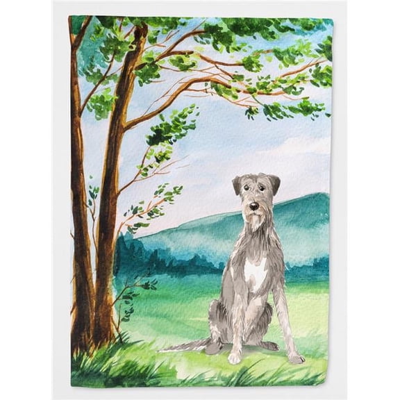 Under the Tree Irish Wolfhound Flag Canvas House Size
