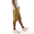 thumbnail image 4 of Vamuko Cargo Shorts Womens Drawstring Knee Length Bermuda Shorts 2026 Summer Baggy Casual Capri Shorts Solid Plus Size Capris with Pockets Khaki M, 4 of 8